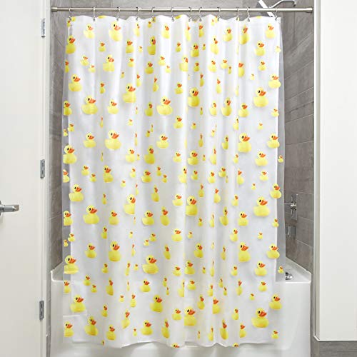 InterDesign Novelty EVA/PEVA Cortinas de baño de PEVA, cortinas impermeables para bañera y ducha, cortina de ducha de 183 x 183 cm, amarillo/naranja