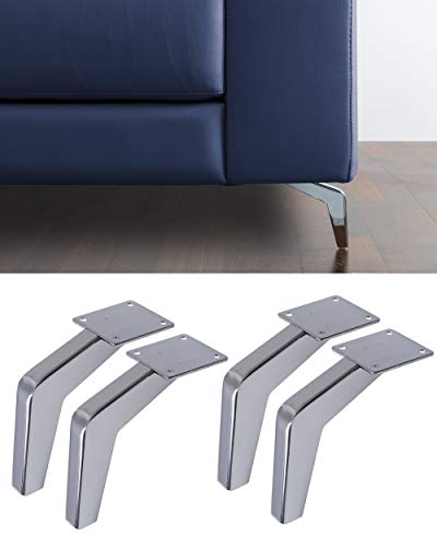 Ipea - Juego de 4 Patas para sofás y Muebles Modelo Fire – Juego de 4 Patas de Hierro – Diseño Moderno y Elegante Color Plateado Cromado, Altura 130 mm