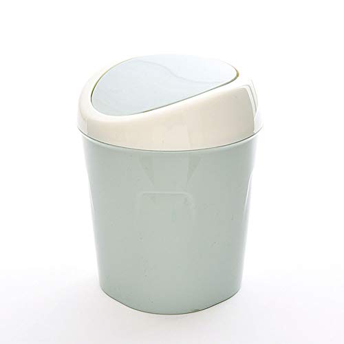 JUNGEN Papeleras de Escritorio con Diseño de Tapa Flexible Pequeño Bote de Basura de plástico Mini Cubo de Basura para Mesa de Oficina Baño Dormitorio Sala de Estar Estilo nórdico (Azul)