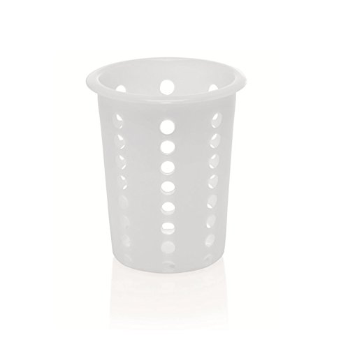 Kerafactum® - Cesto redondo para cubiertos y piezas pequeñas para lavavajillas – Cesta universal para cubiertos – Bandeja para cubiertos – Cesta redonda de plástico de malla gruesa – Cutlery Basket