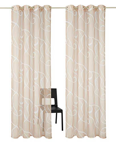 KOU-DECO - Cortinas de voile con ojales, cortina transparente en arena, cortina para salón, dormitorio y habitación de los niños, 140 x 245 cm, 1 unidad