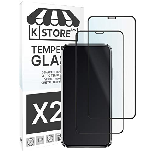 KSTORE365 [2 Piezas] Cristal Templado, Protector de Pantalla Vidrio Templado con [Adhesivo En Todo El Cristal] [Protección Pantalla Completa] [9H Dureza] para iPhone X Y iPhone XS