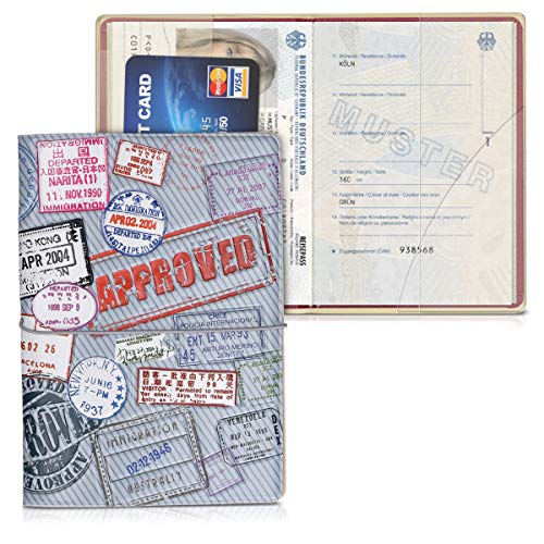 kwmobile Set de 1x fundas protectoras de pasaporte - Protectores de pasaporte con diseño 3D Approved - Con espacio para tarjetas