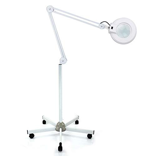 Lámpara de lupa LED, 5 dioptrías, lámpara de trabajo cosmética, lámpara de aumento ajustable, brazo ajustable, lámpara de pie, lupa