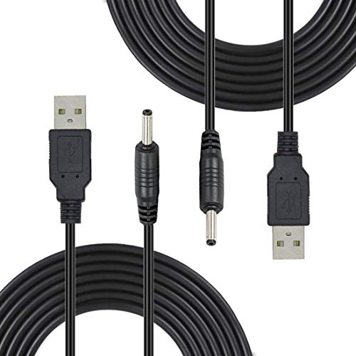 Liwinting 2 Piezas 1.5m/4.92ft USB a DC 5V Cable 3.5mm x 1.35mm USB to DC Barrel Jack Cable de Alimentación Conector, Monitores, Luces LED, Pequeños Dispositivos Electrónicos, Etc. - Negro