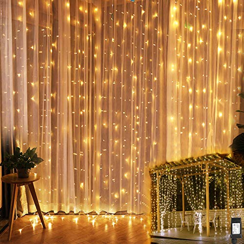 Luces Decorativas, Cortina de Luces Led 6mx3m 600 Led Luz Cadena Decorativa Impermeable con 8 Modos para el hogar, Para Fiesta, Boda, Día de San Valentín, Guirnaldas luminosas de Exterior Interior