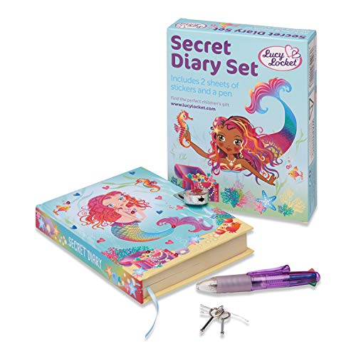 Lucy Locket – Diario Secreto Infantil de Sirenas mágicas – Diario Secreto con candado, bolígrafo Multicolor y Pegatinas – Diarios para niños
