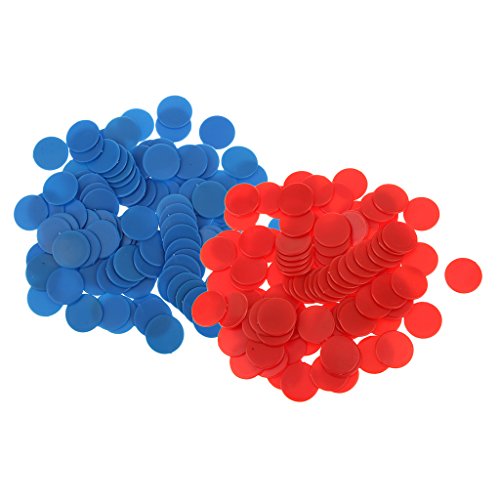 MagiDeal 200 pcs Chip Ficha de Conteo de Plástico Opaco Accesorios para Enseñanza de Aritmética / Juegos de Mesa - Azul, Rojo