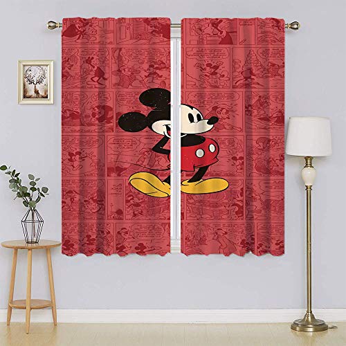 Mickey-Mouse Cortinas oscurecedoras, aisladas térmicamente con ojales en la parte superior de la cortina de eficiencia energética para dormitorio 42 x 63 pulgadas