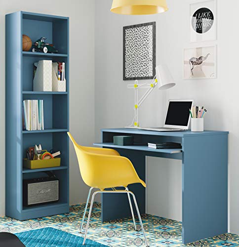 Miroytengo Pack Estudio I-Joy habitación Juvenil Infantil Dormitorio Color Azul Moderno (Escritorio + estantería)