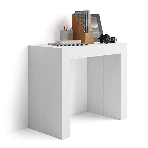 Mobilifiver Mesa Consola Extensible, Modelo Angelica, Color Blanco Ceniza, 45 x 90 x 76 cm