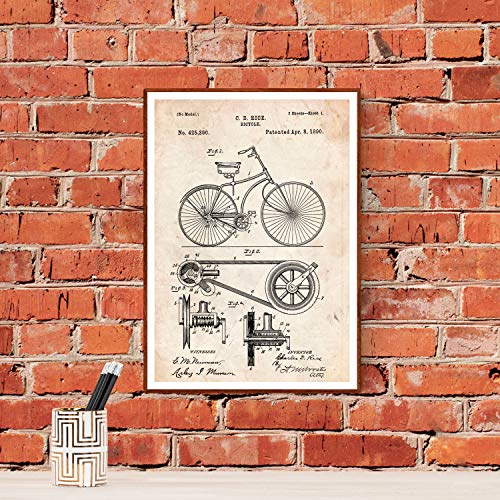Nacnic Poster de Patente de Bicicleta. Lámina para enmarcar. Patentes, Planos de inventos Famosos. Decoracion de hogar. Tamaño (A3)