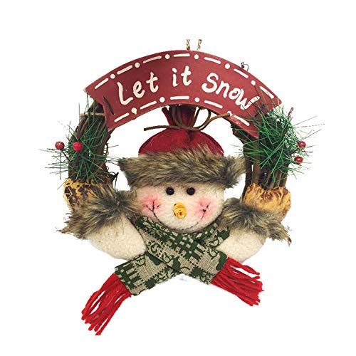 NIUPSKY Coronas de Navidad del muñeco, del de Coronas de Navidad Adornos,Decoraciones para árboles De Navidad de ratán Decoraciones para la Puerta Delantera Inicio suspensión de la Pared Decoración