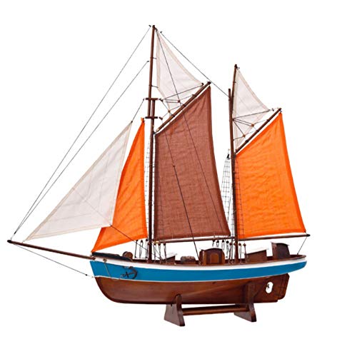 Nwn Sólido Modelo de simulación de Barco de Vela de Madera Decoración casera Multicolor Artesanías Hechas a Mano Dormitorio Sala de Estar Moderno Minimalista Ornamentación (Color : A)