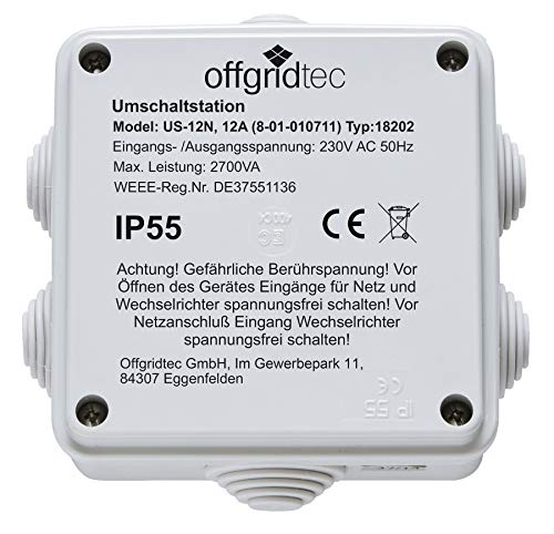Offgridtec - Estación de conmutación para conexión de prioridad (SAI, US-12, 230 V, 12 A, 2700 W)
