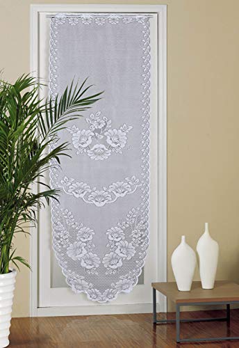Panel de cortina de puerta, 60 x 180cm, con estampado de lino, diseño de panel de puerta francesa, cortinas vintage para puerta de cristal, color blanco