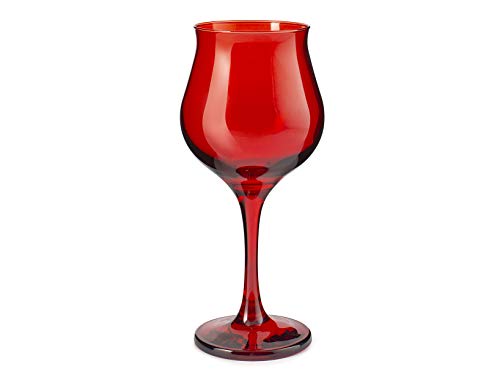 Pasabahce 518728 Wavy - Juego de 6 copas de vino, cristal, rojo, cl37