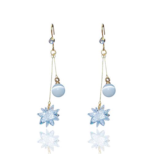 Pendientes de diamantes de imitación de mariposa de flor de copo de nieve Pendientes de gota de cristal de Navidad 925 para   joyería de mujer