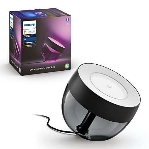 Philips Hue Iris Lámpara de Mesa Inteligente negra LED, con Bluetooth, Luz Blanca y Color, Compatible con Alexa y Google Home