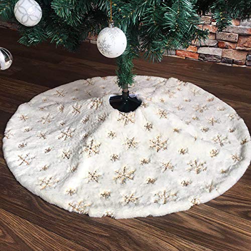 PICTURESQUE Decoración Navideña de Falda de Árbol de Navidad (Copo de Nieve Dorado, 90cm/35)