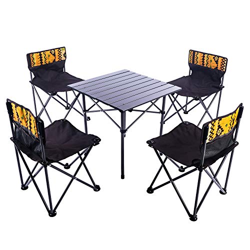 Poptoy mesa plegable al aire libre y sillas Set mesa de picnic portátil 5 piezas