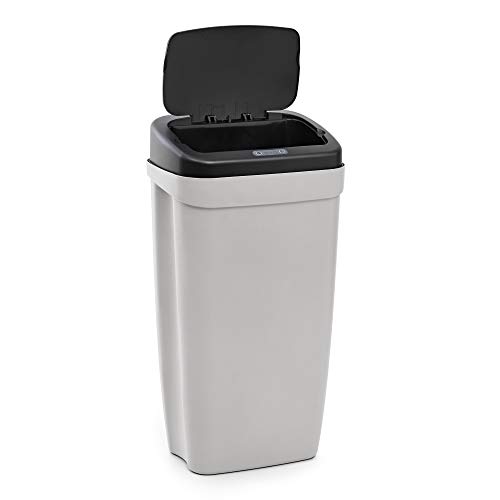 Rayen - Cubo de basura para cocina con sensor de apertura automático. Papelera ideal para usar en oficina o cocina. Cubo de basura para reciclaje. 30 L. 63.5 x 33.5 x 25 cm. Gris/Negro