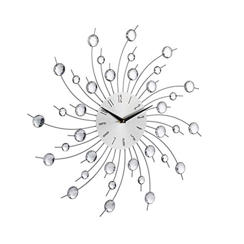 Relaxdays Reloj Pared Grande Decorativo, Hierro, Plateado, 50 cm, Palteado, 50 x 50 x 4 cm