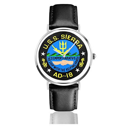 Reloj de Pulsera Reloj de Cuarzo U_S_S Sierra Relojes Casuales con Reloj de Cuero Negro
