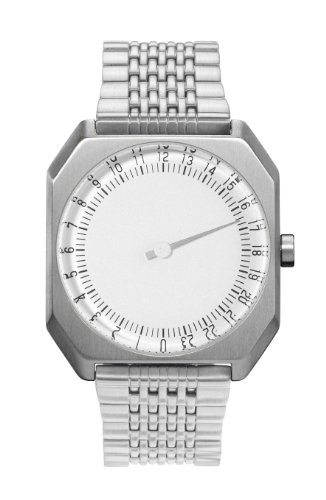 Slow Jo 01 - Reloj suizo unisex de 24 horas plateado, con correa metálica
