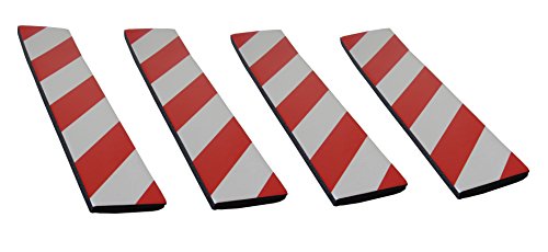 SNS SAFETY LTD Protectoras Paragolpes de Pared Parking, Autoadhesivas, en Goma Espuma, para Aparcamientos y Garajes, 44x10x1,5 cm, 4 Piezas (Rojo Blanco)