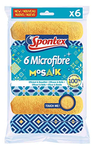 Spontex Mosaik - Juego de 6 Toallas de Microfibra (Disponible en almacén Partir del 15 de Marzo de 2019)