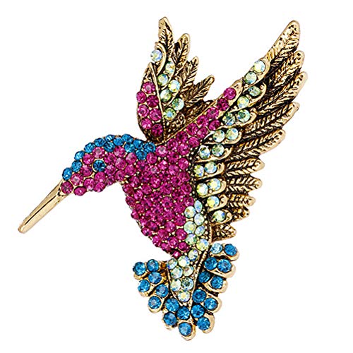 SyeRum - Broche de pájaro de Cristal Vintage con Piedras Brillantes Multicolor, Joya de Moda Exclusiva para pájaros o Regalo de colibrí