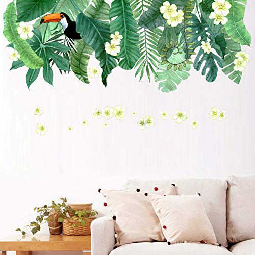 TANOSAN - Adhesivo decorativo para pared, diseño de plantas verdes y hojas frescas, para decoración de dormitorio, sala de estar, decoración del hogar, seguro en paredes y fácil de despegar