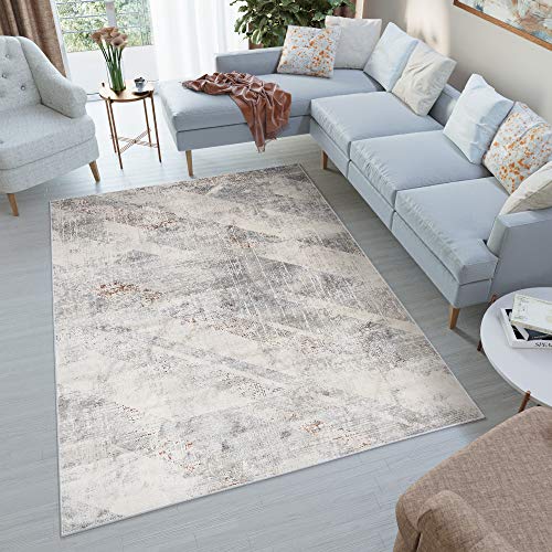 Tapiso Feyruz Alfombra de Salón Comedor Dormitorio Juvenil Diseño Moderno Crema Gris Marrón Moteado Suave 200 x 300 cm