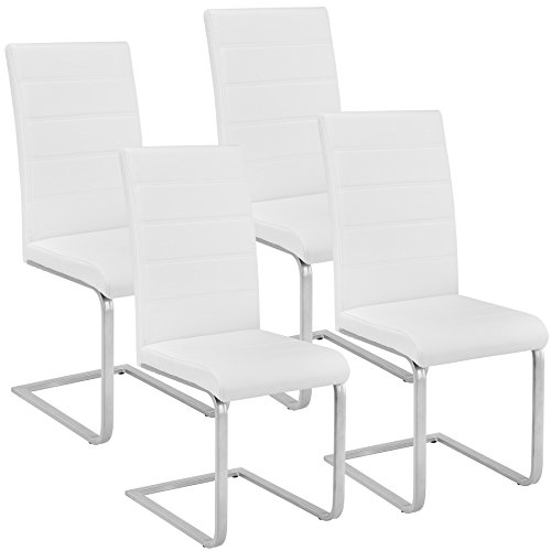 TecTake Set de sillas Cantilever de Comedor cantidades - (4X Blanco | Nr. 402554)