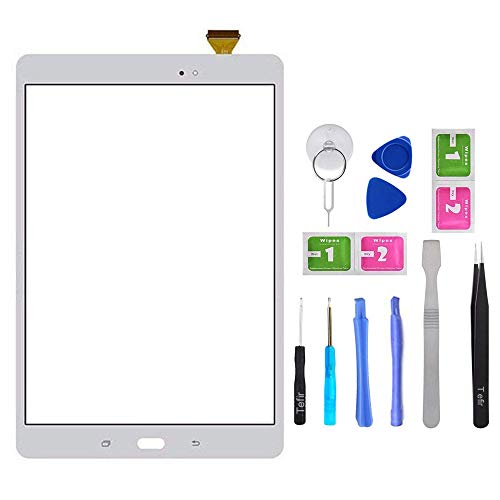 Tefir Blanco Pantalla táctil de Cristal para Samsung Galaxy Tab A 9.7" SM-T550 SM-T555 T550 T555 (sin LCD) con Adhesivo y Herramientas