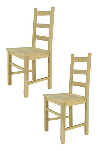 Tommychairs - Set 2 sillas Rustica para Cocina y Comedor, Estructura en Madera de Haya lijada, no tratada, 100% Natural y Asiento en Madera