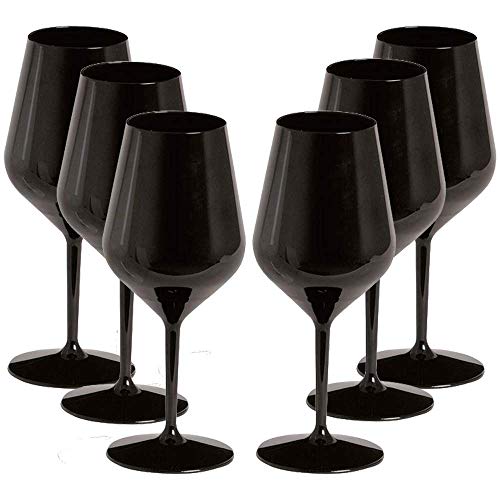 TUNDRA ICE INTERNATIONAL Copa de vino de 6 piezas, 47cl, en Tritan® (plástico rígido, sin Bpa), copas de vino, Italian Design, irrompibles, reutilizables y aptas para lavavajillas, color Negro