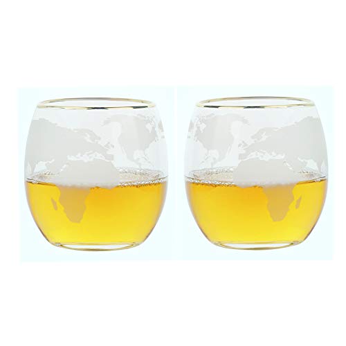 Vasos Cristal Agua，Richaa 2 Piezas Cristal Sin Tallo Vasos de Globo Gin para Cocktail Whisky Rum Scotch Vodka Brandy (16 oz / 450 ml)