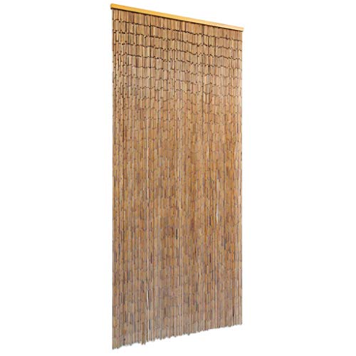 vidaXL Cortina Puerta Elegante Bambú Marrón 90x200 cm Estor Flecos de Entrada