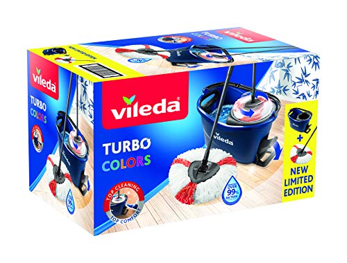 Vileda Turbo Colors - Juego completo de fregona y cubo con escurridor, color azul
