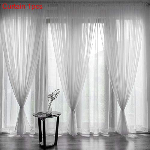 VSTAR66 3 cortinas de tul blancas, cortinas de sombreado clásico con bolsillo para barra para decoración de ventana, balcón, habitación, 1 x 2 metros