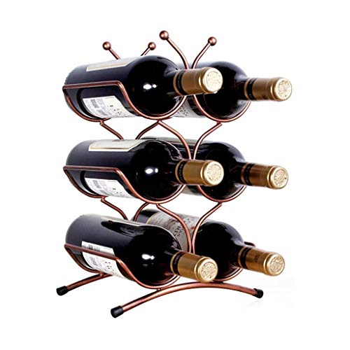 Wine Holder Titular de almacenamiento de vino creativas 6 botellas de vino bastidor de hierro forjado de la personalidad principal restaurante de la cocina del estante del vino encimera Gabinete Bodeg