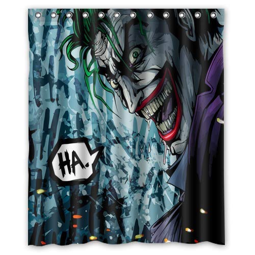 ZHWL6688 Nueva Joker Ha Ha Ha Batman Película Cortina de Ducha de Tela Impermeable Personalizada BañoCortina de baño a Prueba de Moho a Prueba de Humedad 180X180cm