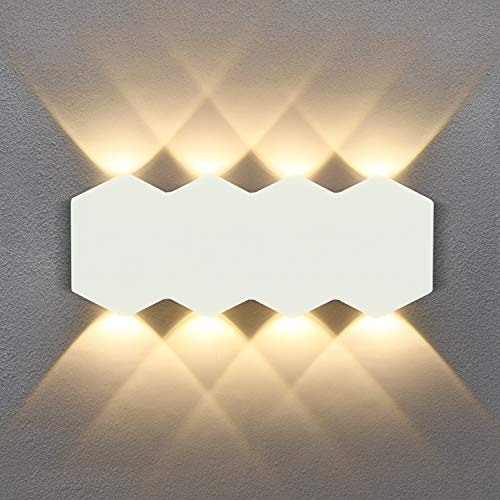 ZMH lámpara de pared LED interior moderna lámpara de pared de arriba abajo blanca de aluminio blanco cálido 3000K lámpara de pasillo 9W escalera sala de estar dormitorio pasillo balcón, 21*8*3.5cm