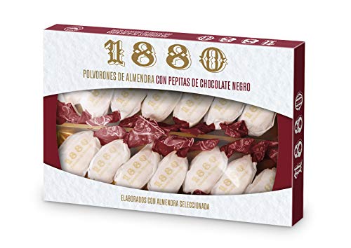 1880 - Polvorones de Almendra con Pepitas de Chocolate Calidad Suprema Típico Dulce Navideño Receta Artesanal | Envase Individual Polvorones Tradicionales 310G