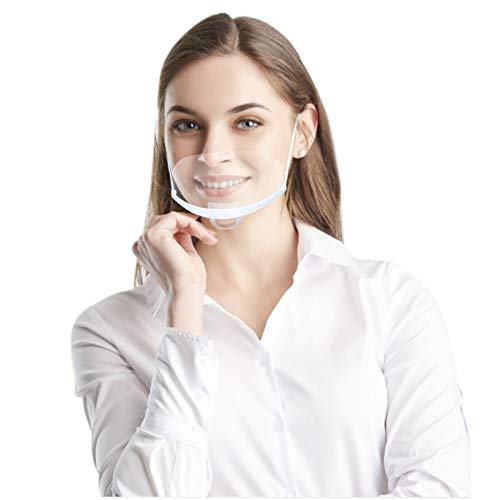 5 Piezas Boca Visera pantalla facial Cubierta de boca anti-salpicaduras Para hostelería, dentistas, peluqueros transparente reutilizable