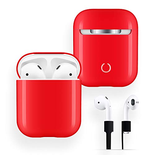 AirPods Case Protective, FRTMA Hard PC [No Collect Dust] Cover and Case for Apple AirPods with Anti-Lost Strap for AirPods Accessories (Red)