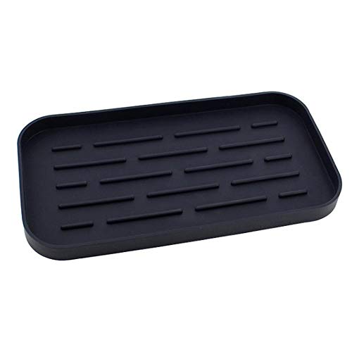 AniU - Escurridor de platos rectangular respetuoso con el medio ambiente, aislamiento térmico, bandeja de secado de silicona para encimera de cocina, color negro