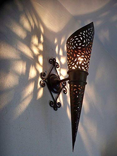 Aplique de Pared Antorcha Hierro Forjado Marroquí 58cm Lámpara Farol Lámpara Lámpara